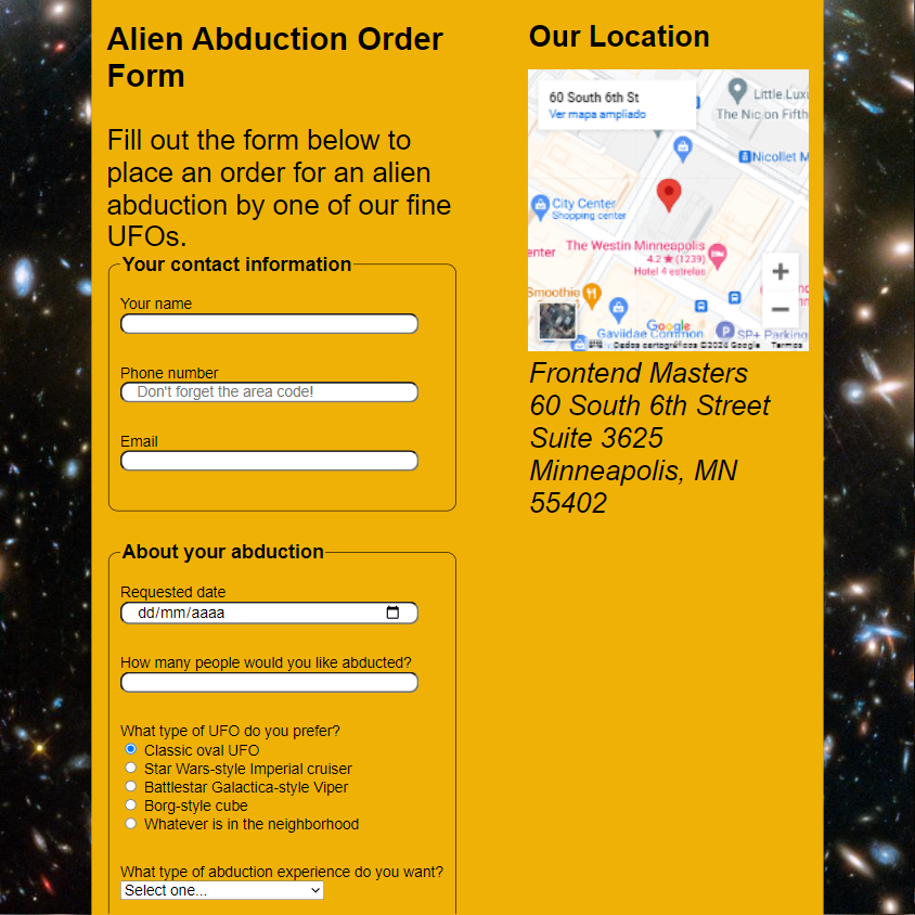 Alien Form Project Screenshot.